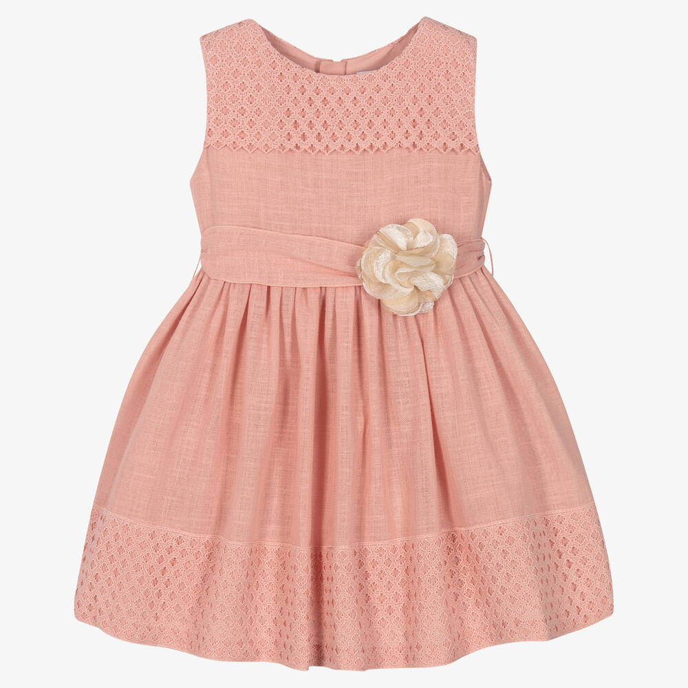 Mayoral - Rosa Spitzenkleid mit Gürtel | Childrensalon