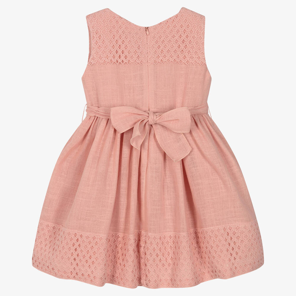 Mayoral-Girls Pink Cotton Lace Dress | Childrensalon Outlet
