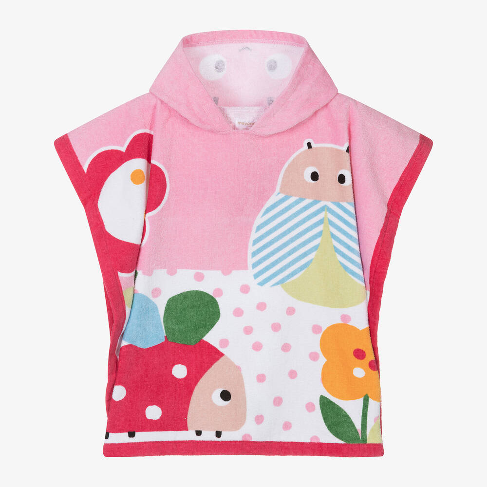 Mayoral Newborn-Girls Pink Cotton Ladybird Poncho Towel | Childrensalon Outlet