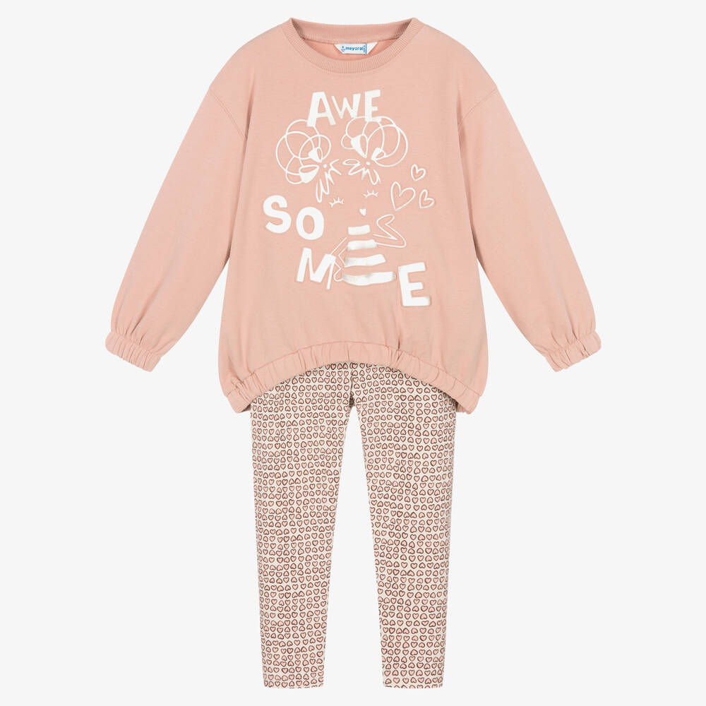 Mayoral-Розовый топ и легинсы из хлопка | Childrensalon Outlet