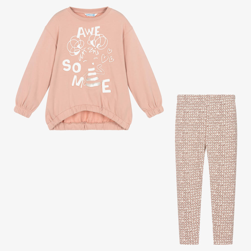 Mayoral-طقم ليقنز قطن لون زهري للبنات | Childrensalon Outlet