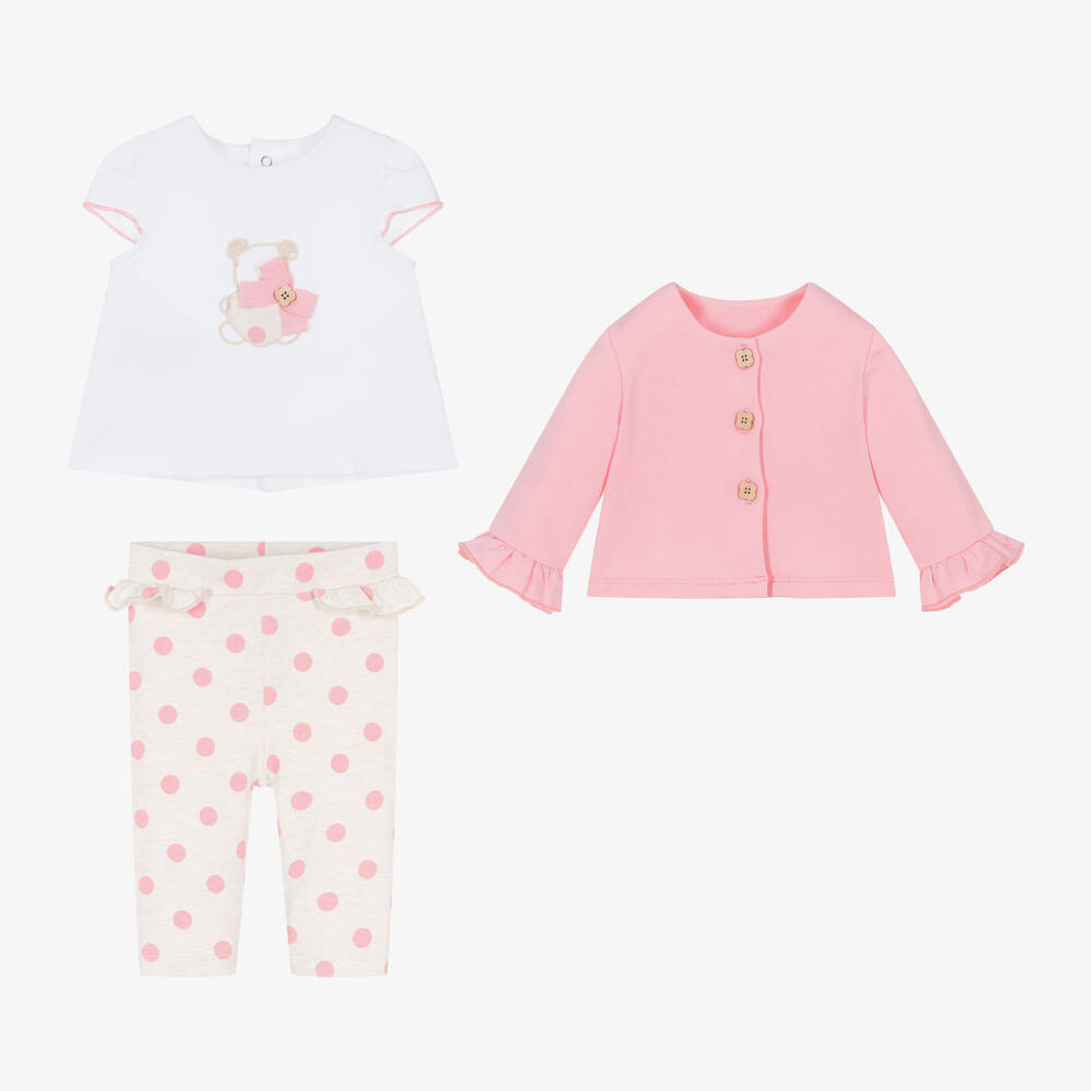Mayoral-Girls Pink Cotton Leggings Set | Childrensalon Outlet