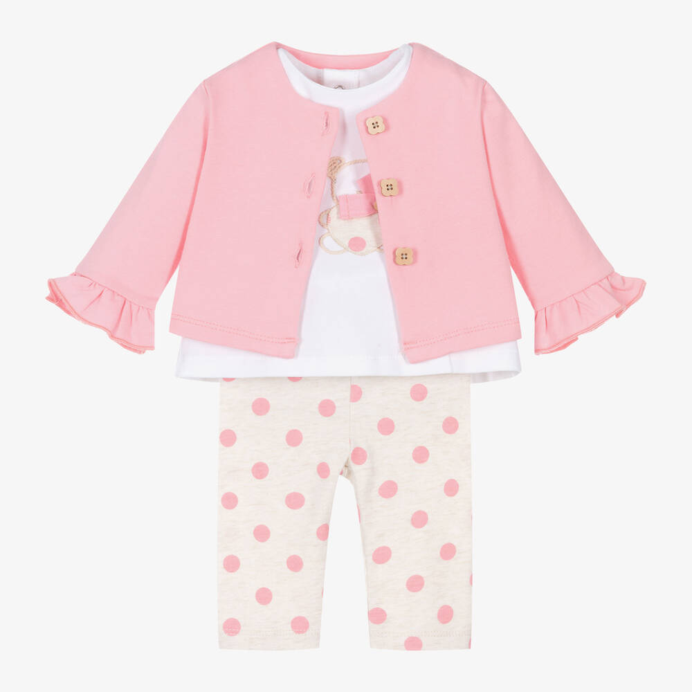 Mayoral-Girls Pink Cotton Leggings Set | Childrensalon Outlet
