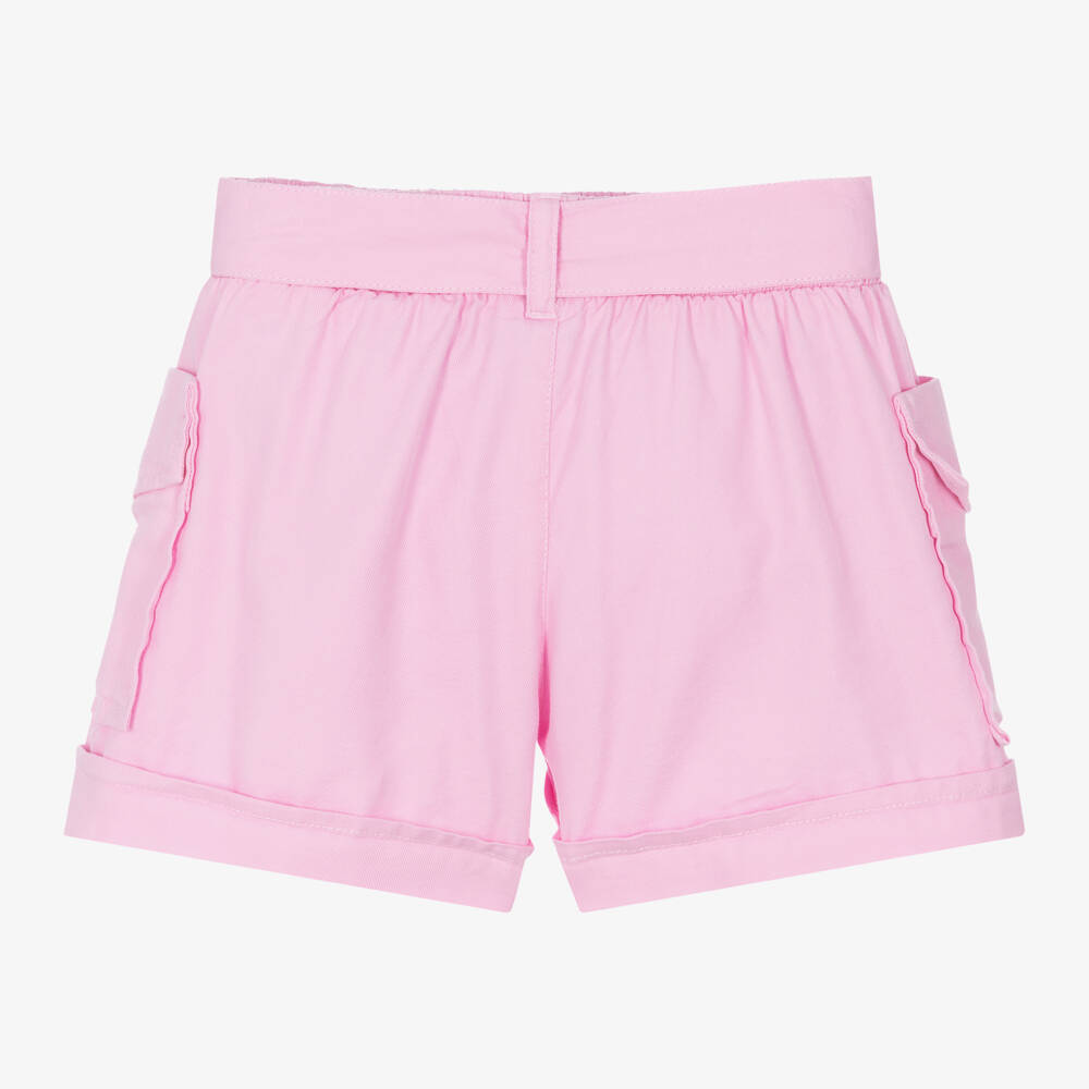 Mayoral-Girls Pink Cotton & Lyocell Cargo Shorts | Childrensalon Outlet