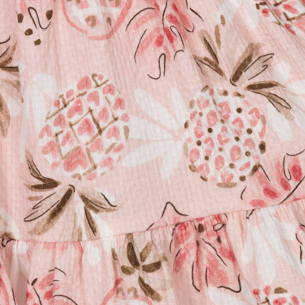Mayoral-Girls Pink Cotton Pineapple Print Dress | Childrensalon Outlet