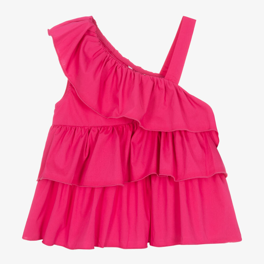 Mayoral - Rosa Baumwollbluse mit Rüschen (M) | Childrensalon