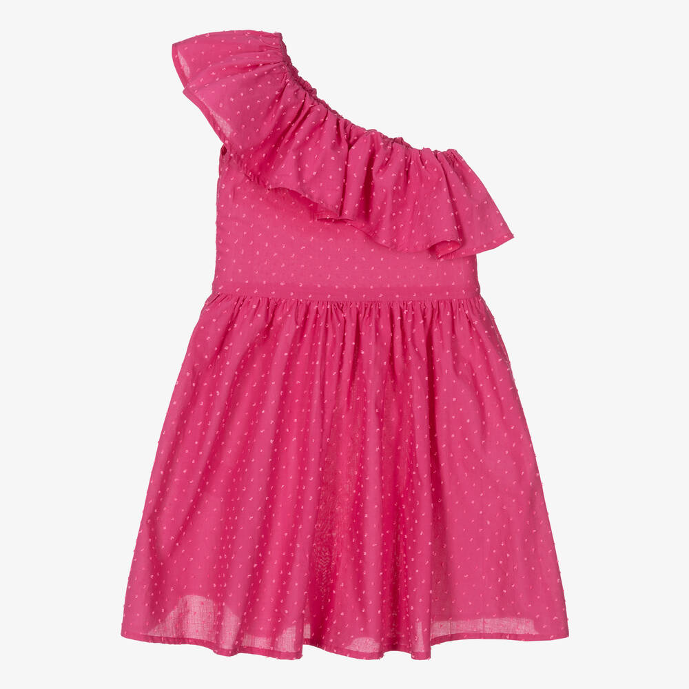 Mayoral-Girls Pink Cotton Ruffle Dress | Childrensalon Outlet