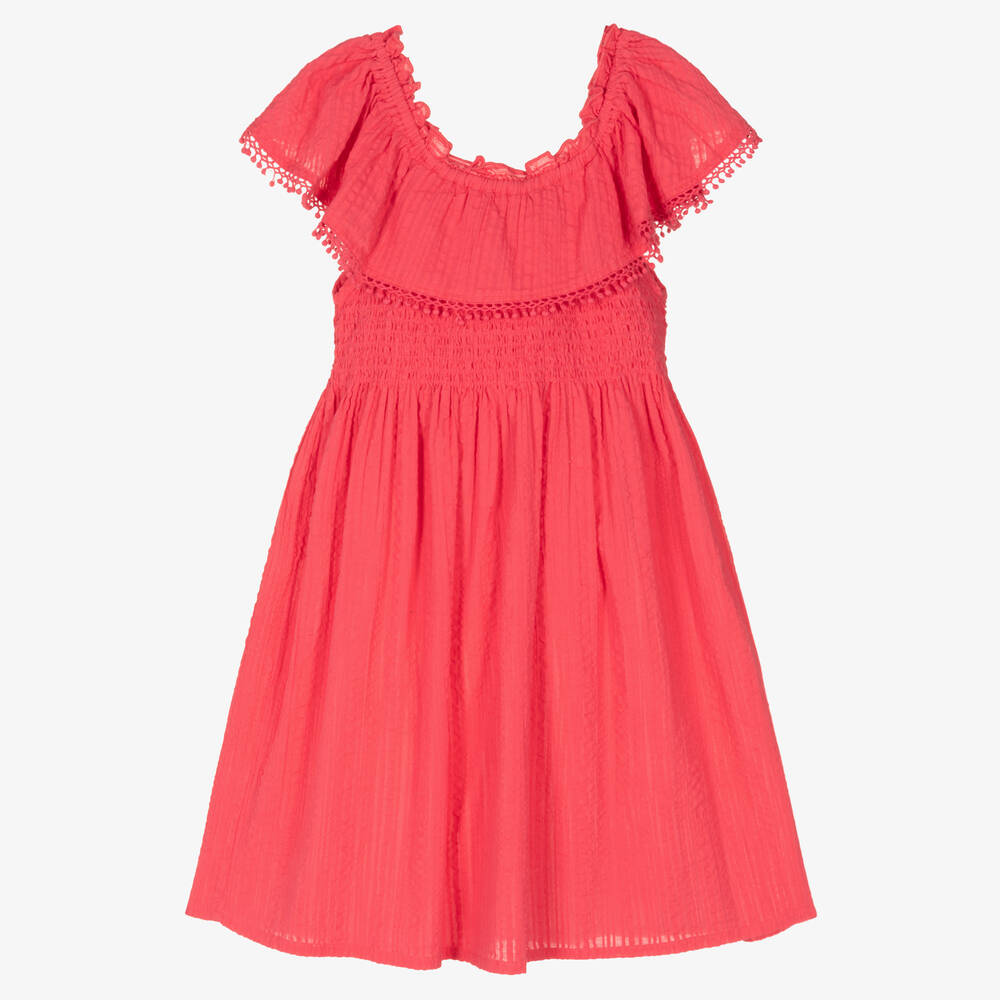 Mayoral - Robe rose en coton et seersucker | Childrensalon