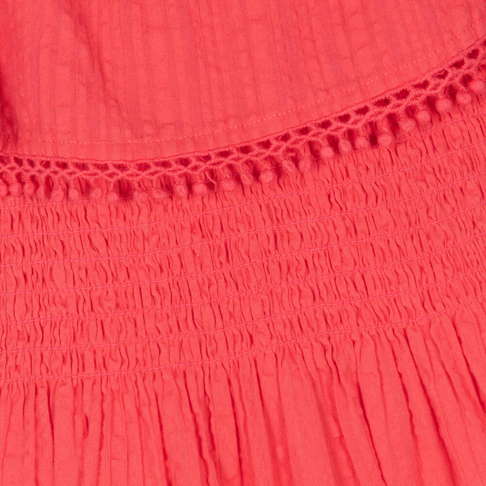 Mayoral-Girls Pink Cotton Seersucker Dress | Childrensalon Outlet