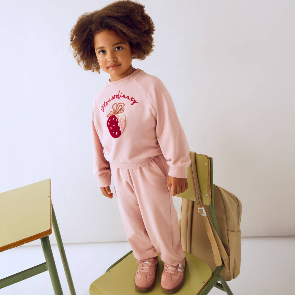 Mayoral-Girls Pink Cotton Strawberry Tracksuit | Childrensalon Outlet