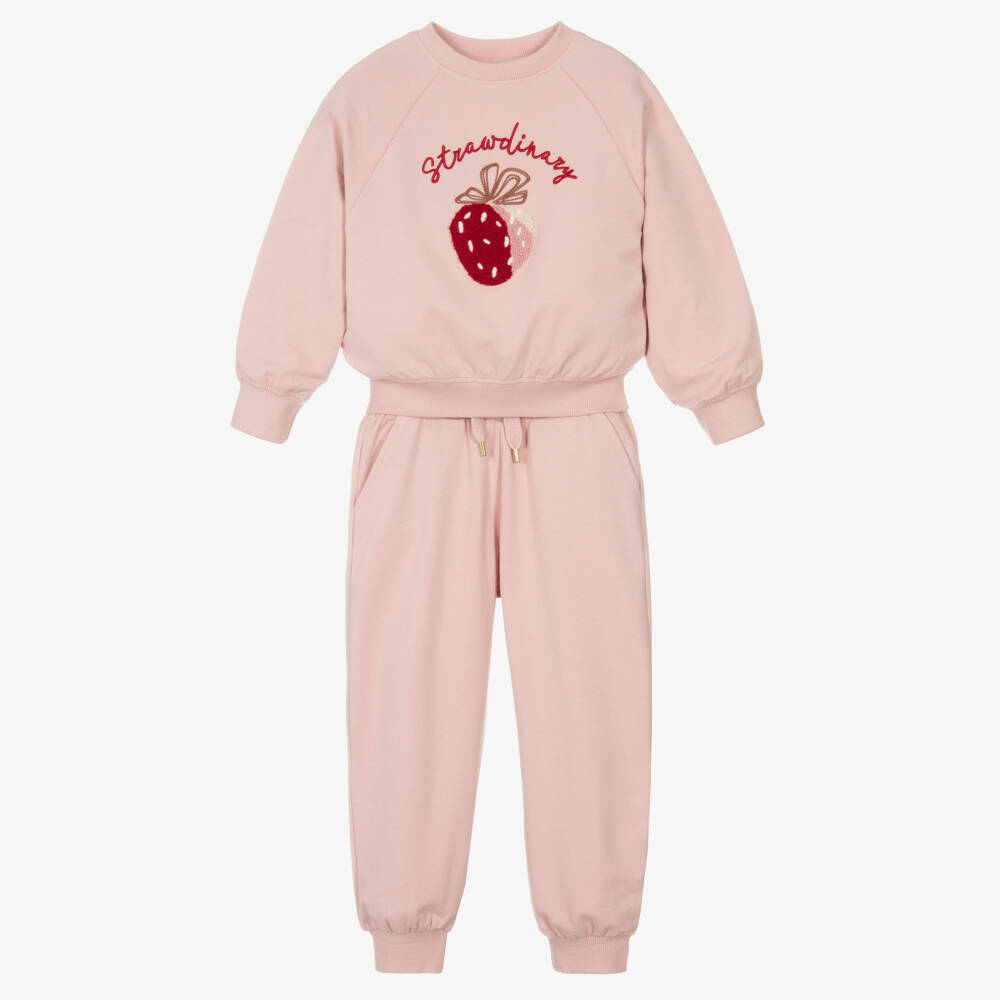 Mayoral-Girls Pink Cotton Strawberry Tracksuit | Childrensalon Outlet