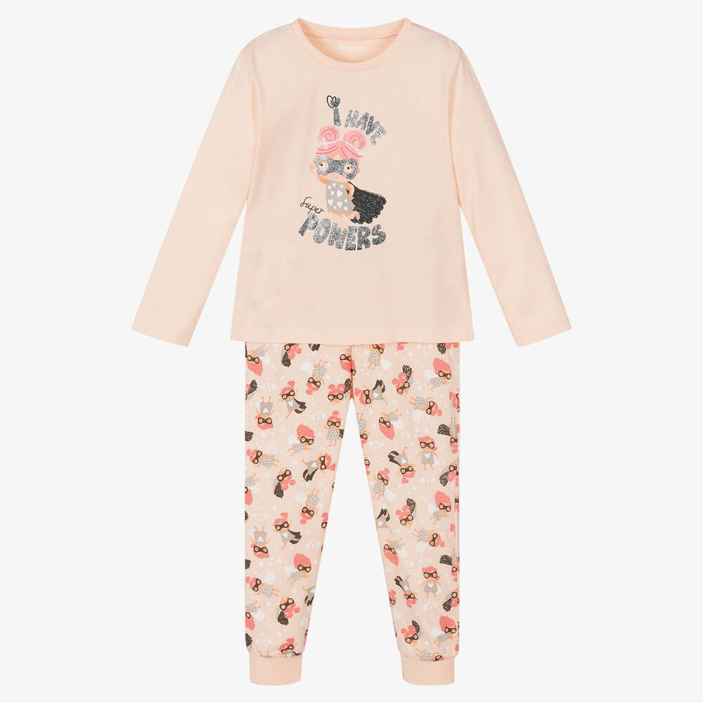 Mayoral - Pyjama rose en coton super pouvoirs | Childrensalon