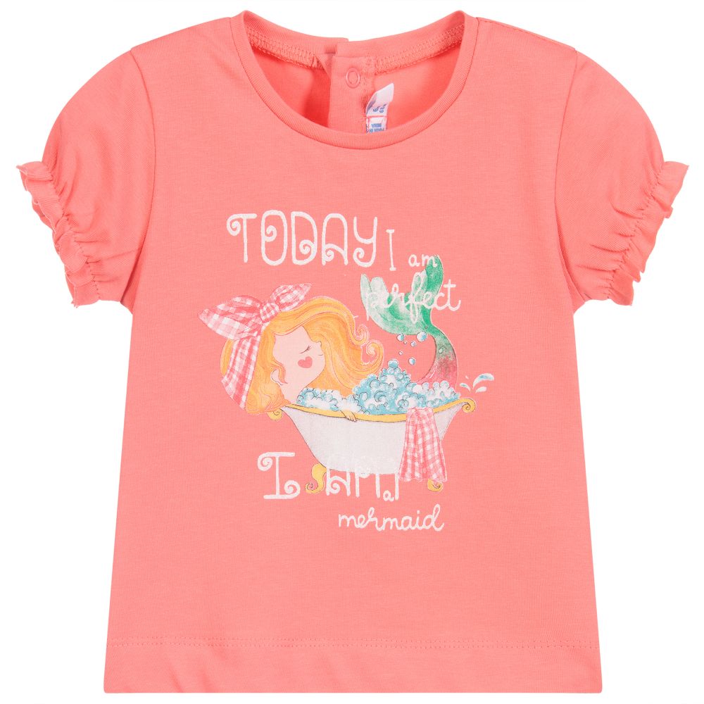 Mayoral - Розовая хлопковая футболка для девочек | Childrensalon