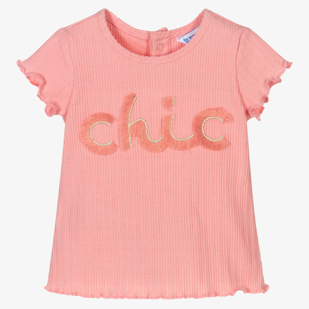 Mayoral - T-shirt rose en coton Fille | Childrensalon