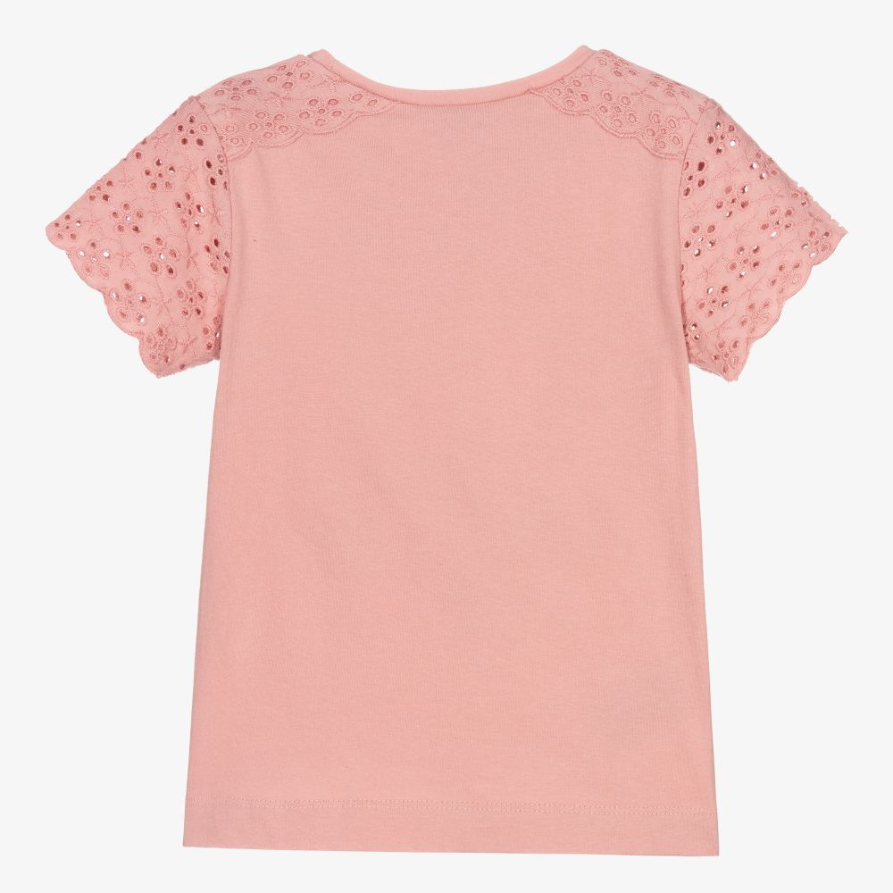 Mayoral-Розовая хлопковая футболка для девочек | Childrensalon Outlet