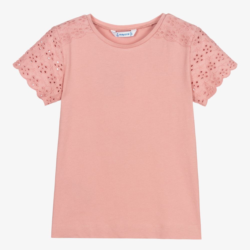 Mayoral - T-shirt rose en coton Fille | Childrensalon