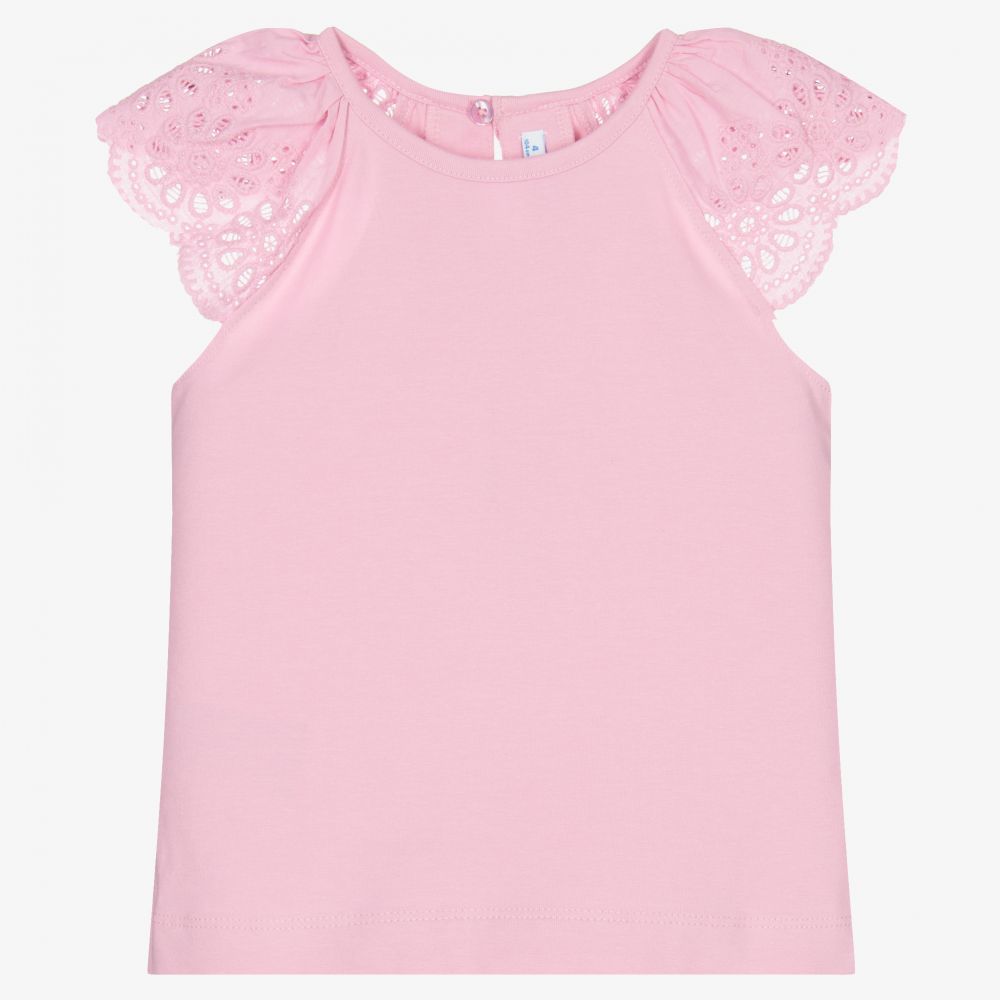 Mayoral - Girls Pink Cotton T-Shirt | Childrensalon Outlet