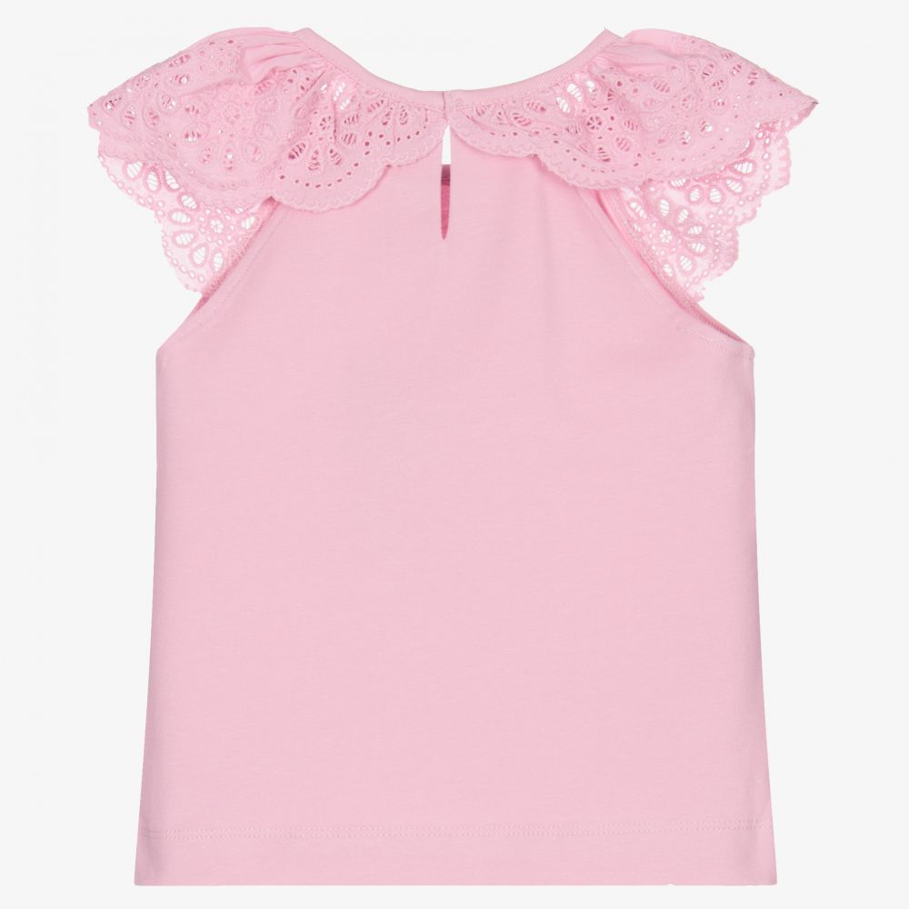 Mayoral-Girls Pink Cotton T-Shirt | Childrensalon Outlet