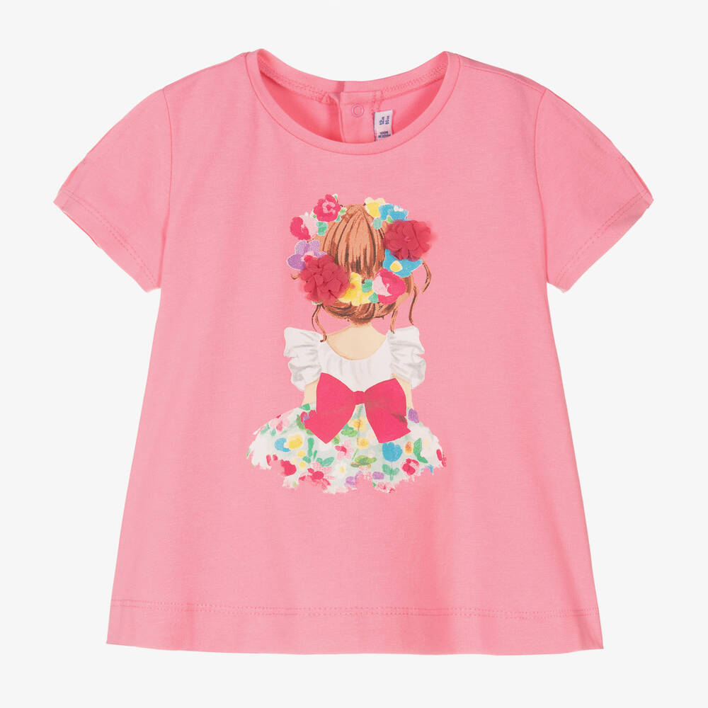 Mayoral - Розовая хлопковая футболка | Childrensalon
