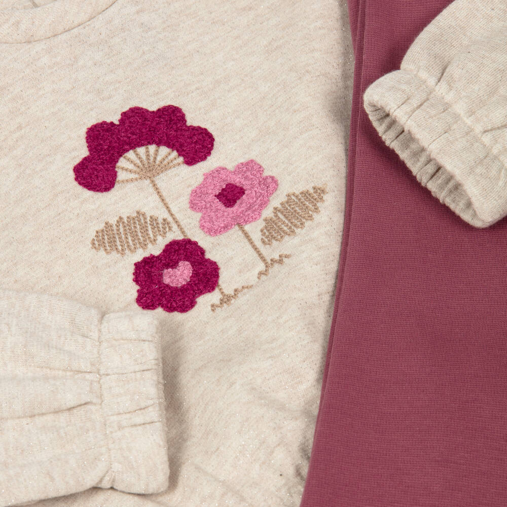 Mayoral-Уютный розовый комплект с цветочным принтом для девочек | Childrensalon Outlet