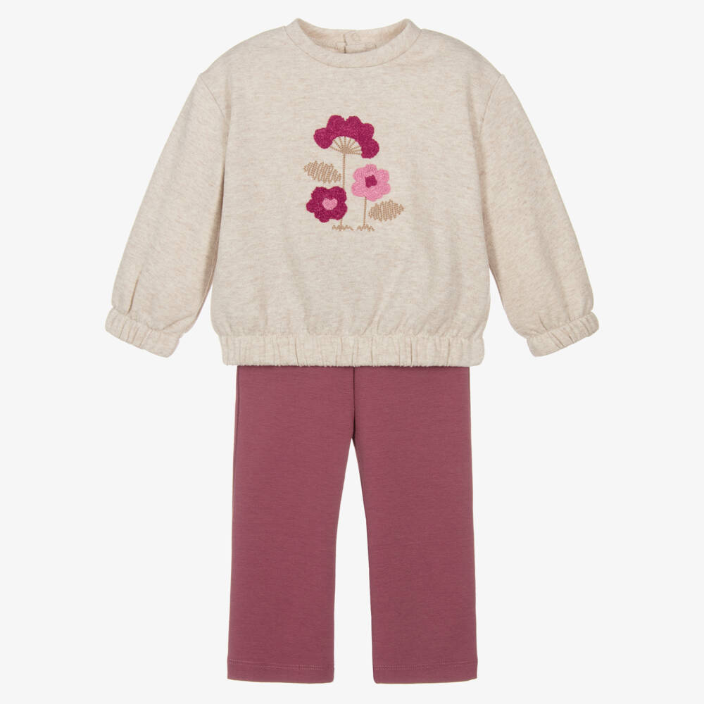 Mayoral-Уютный розовый комплект с цветочным принтом для девочек | Childrensalon Outlet