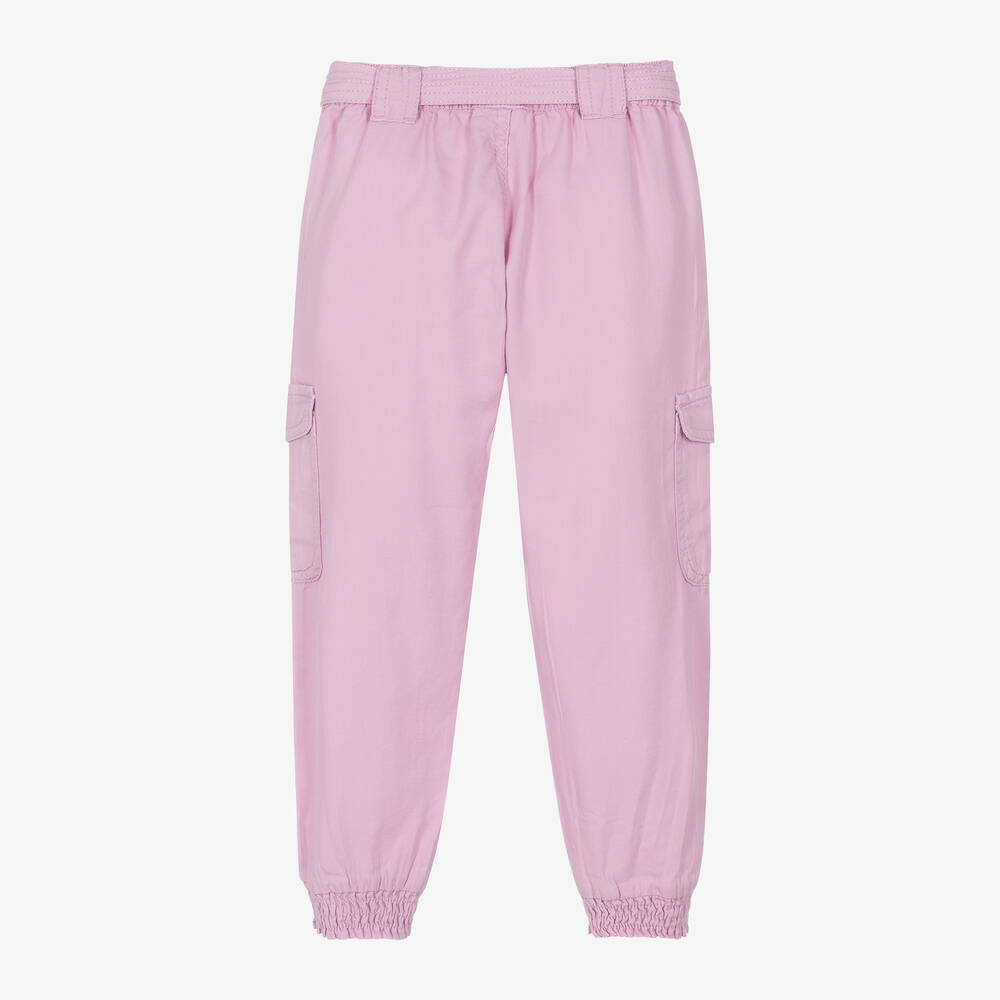 Mayoral-Girls Pink Cotton Twill Cargo Trousers | Childrensalon Outlet