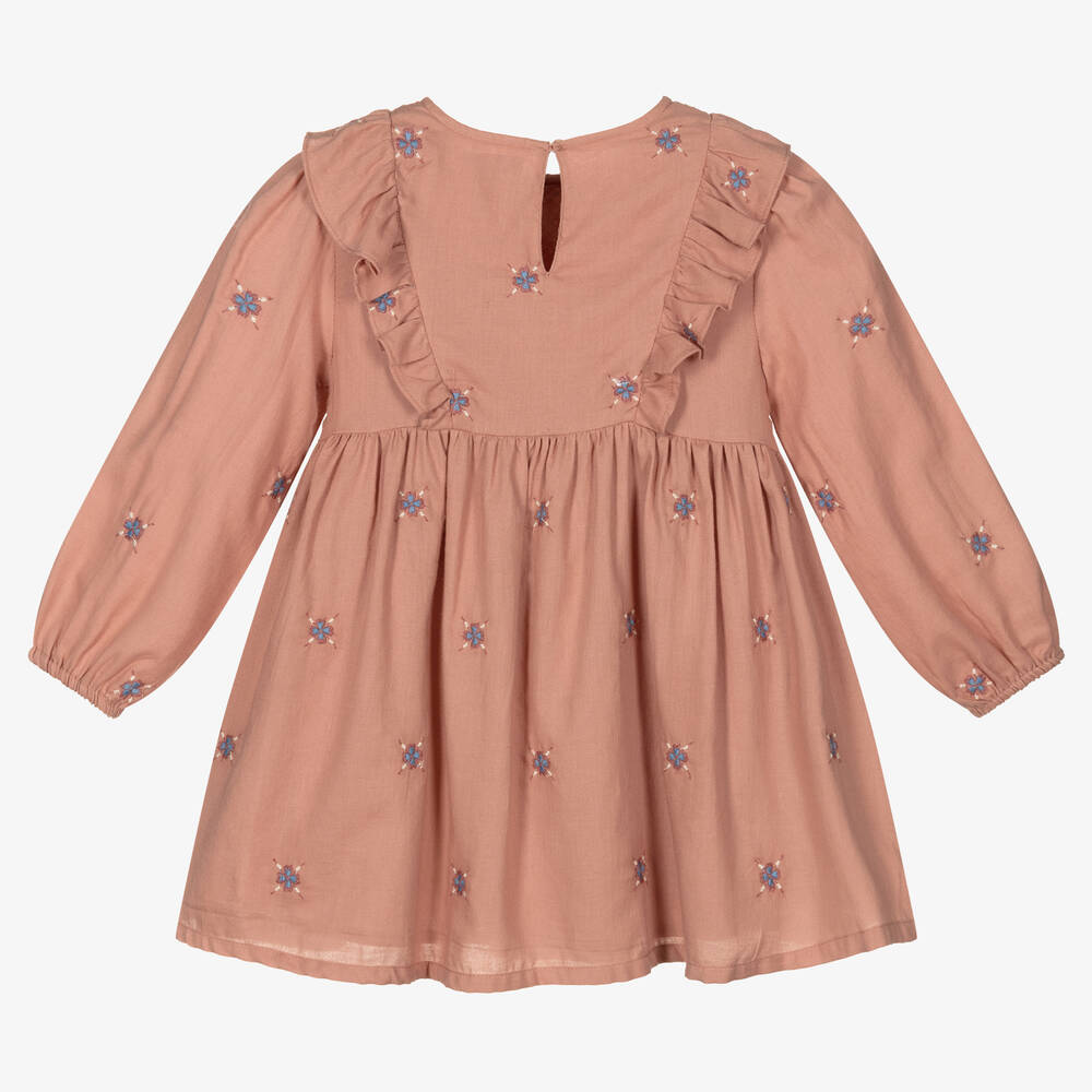 Mayoral-Розовое платье из хлопкового твила для девочек | Childrensalon Outlet