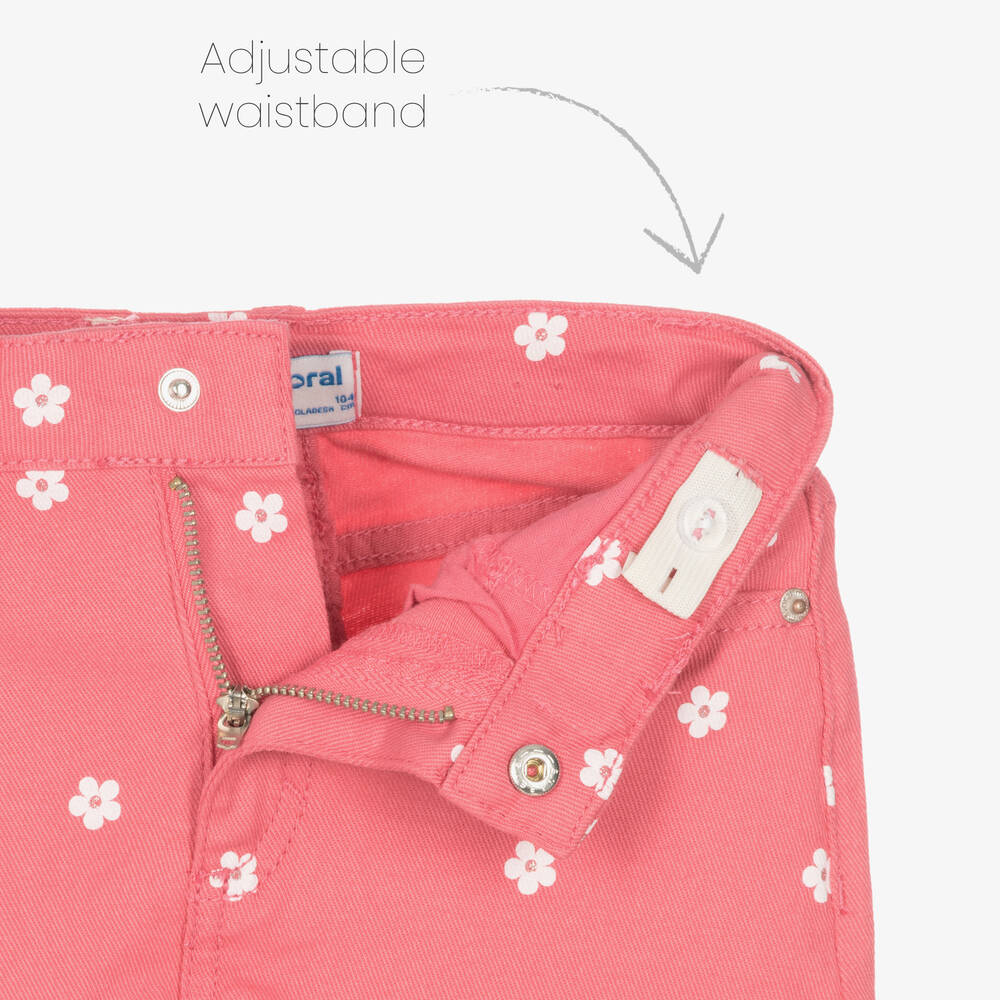 Mayoral-شورت قطن مستدام دنيم لون زهري للبنات | Childrensalon Outlet