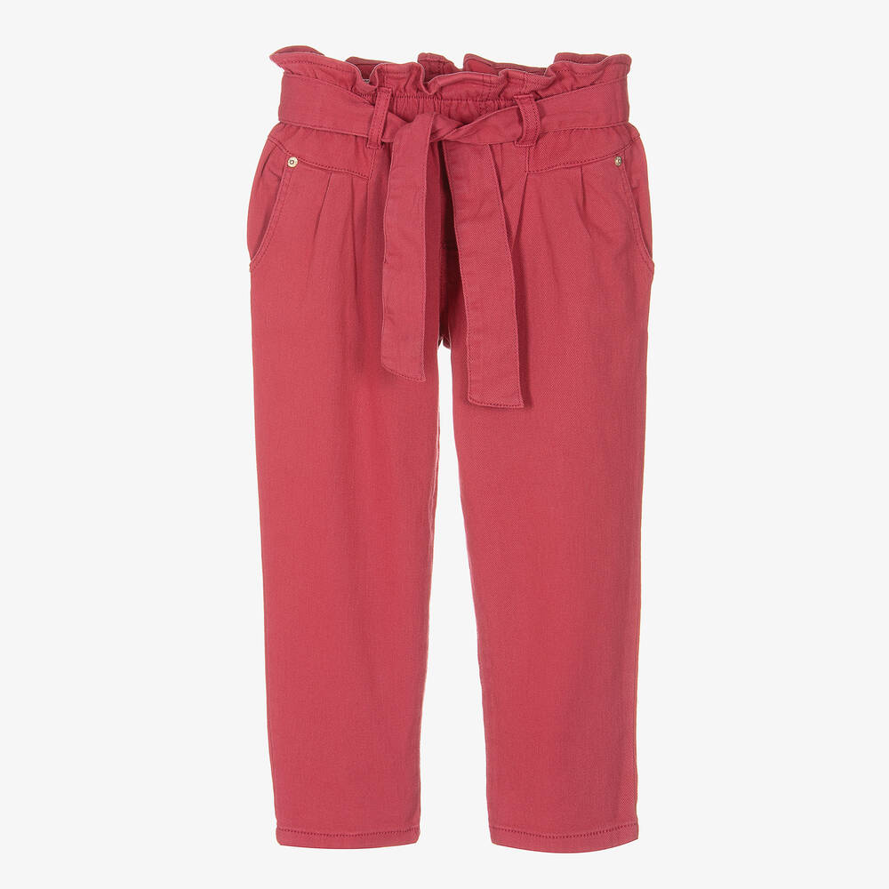 Mayoral - Girls Pink Cotton Twill Trousers | Childrensalon