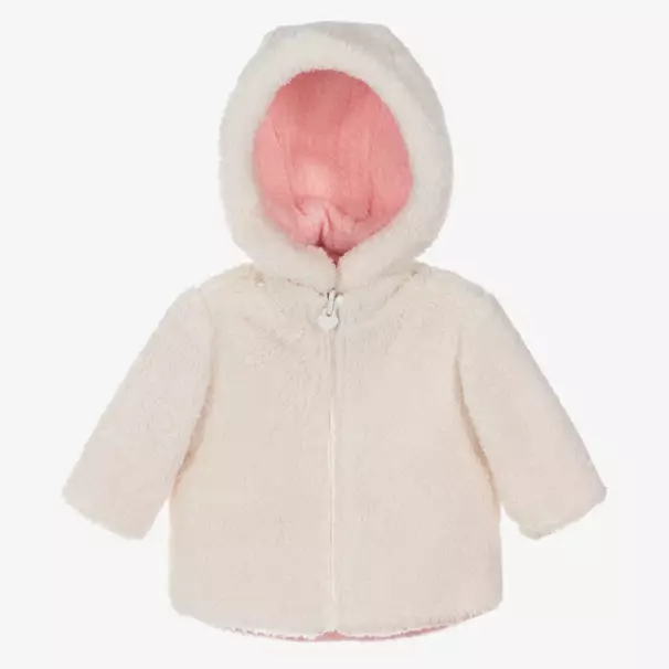 Mayoral Newborn-Girls Pink & Cream Reversible Coat | Childrensalon Outlet