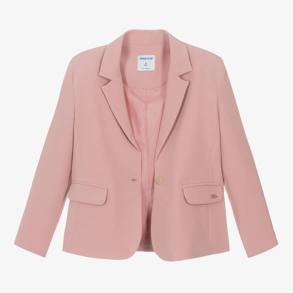 Mayoral-Girls Pink Crêpe Blazer | Childrensalon Outlet