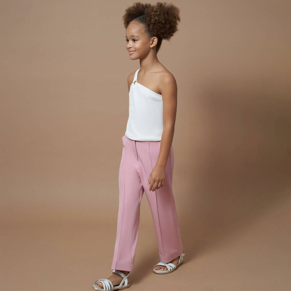 Mayoral-Girls Pink Crêpe Tailored Trousers | Childrensalon Outlet