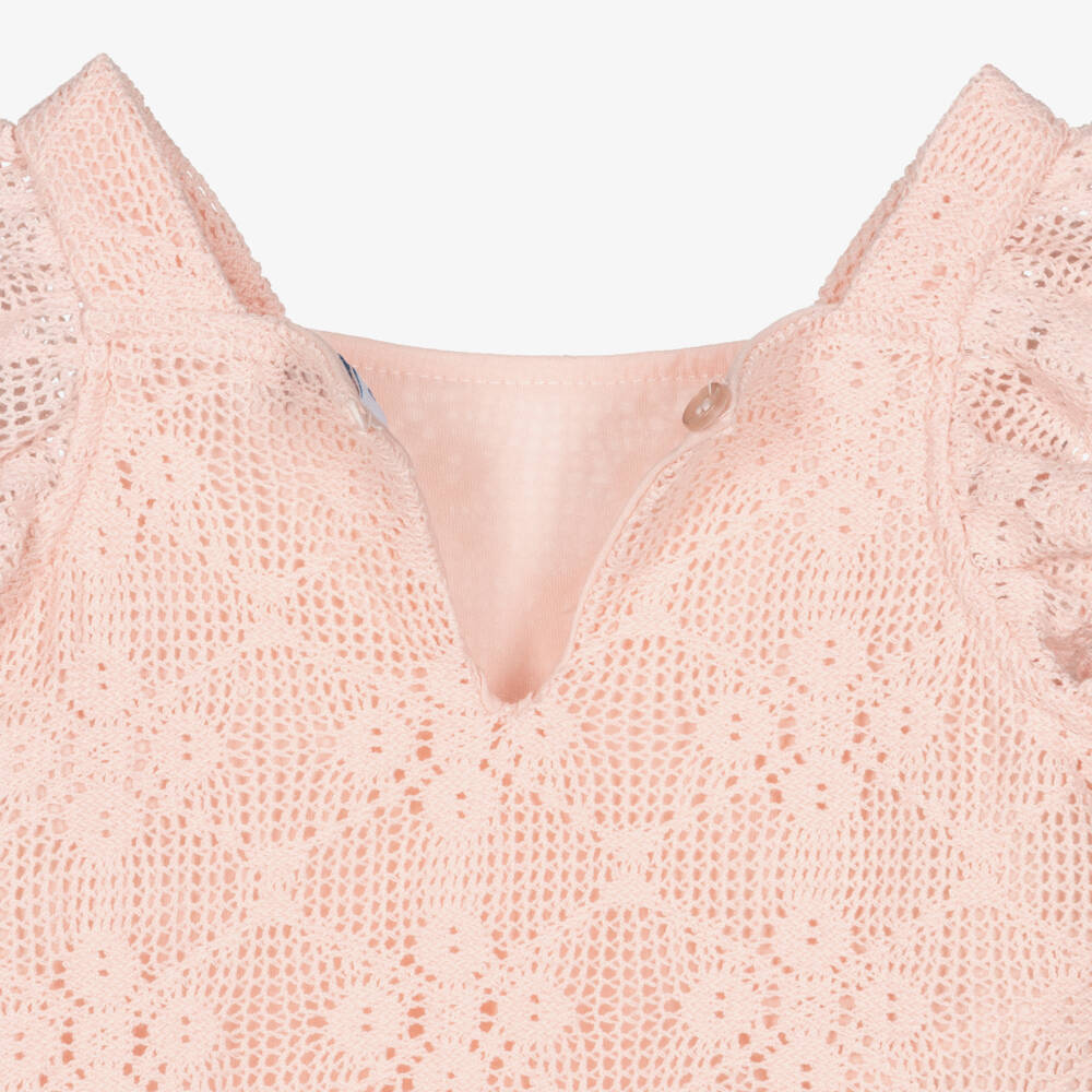 Mayoral-Girls Pink Crochet Trouser Ensemble | Childrensalon Outlet