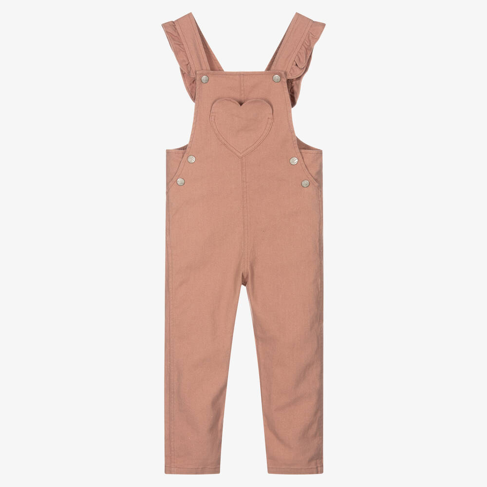 Mayoral - Girls Pink Denim Dungarees | Childrensalon