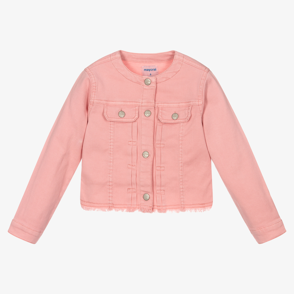 Mayoral-Girls Pink Denim Jacket | Childrensalon Outlet