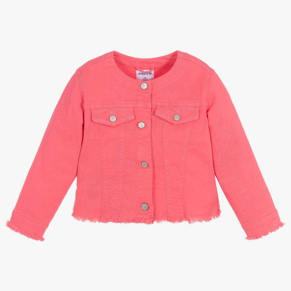 Mayoral - Розовая джинсовая куртка для девочек | Childrensalon