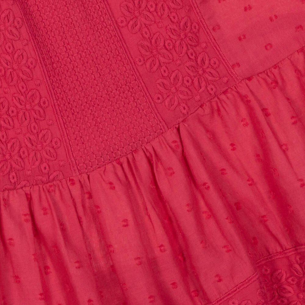 Mayoral-Girls Pink Embroidered Cotton Dress | Childrensalon Outlet