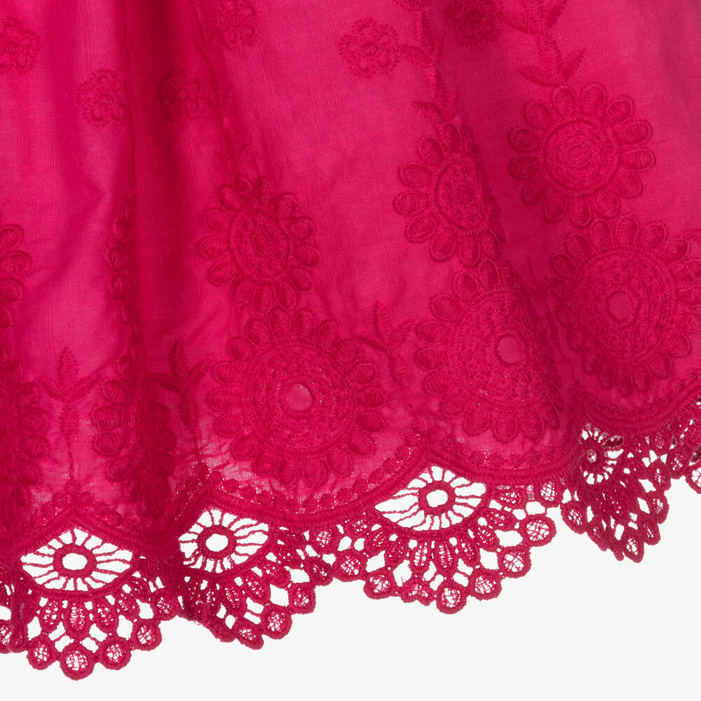 Mayoral-Girls Pink Embroidered Cotton Dress | Childrensalon Outlet