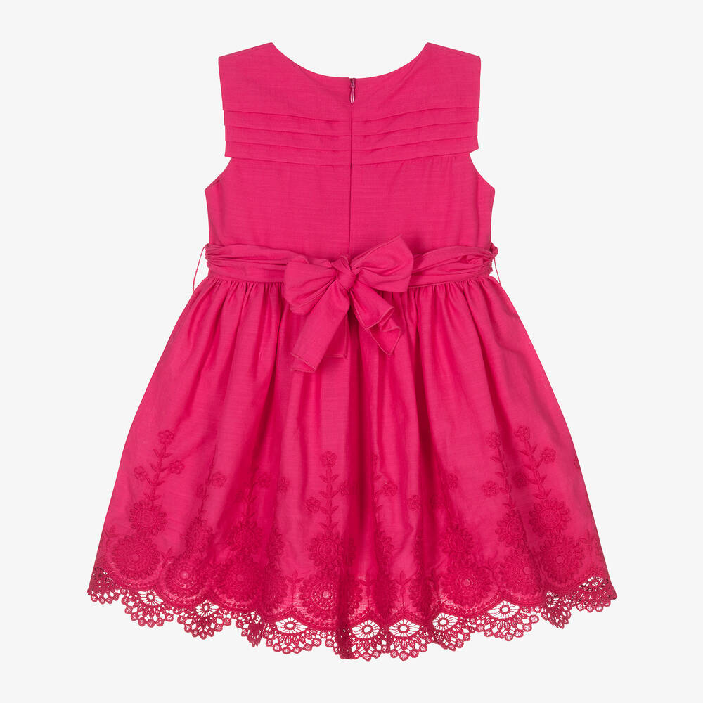 Mayoral-Girls Pink Embroidered Cotton Dress | Childrensalon Outlet