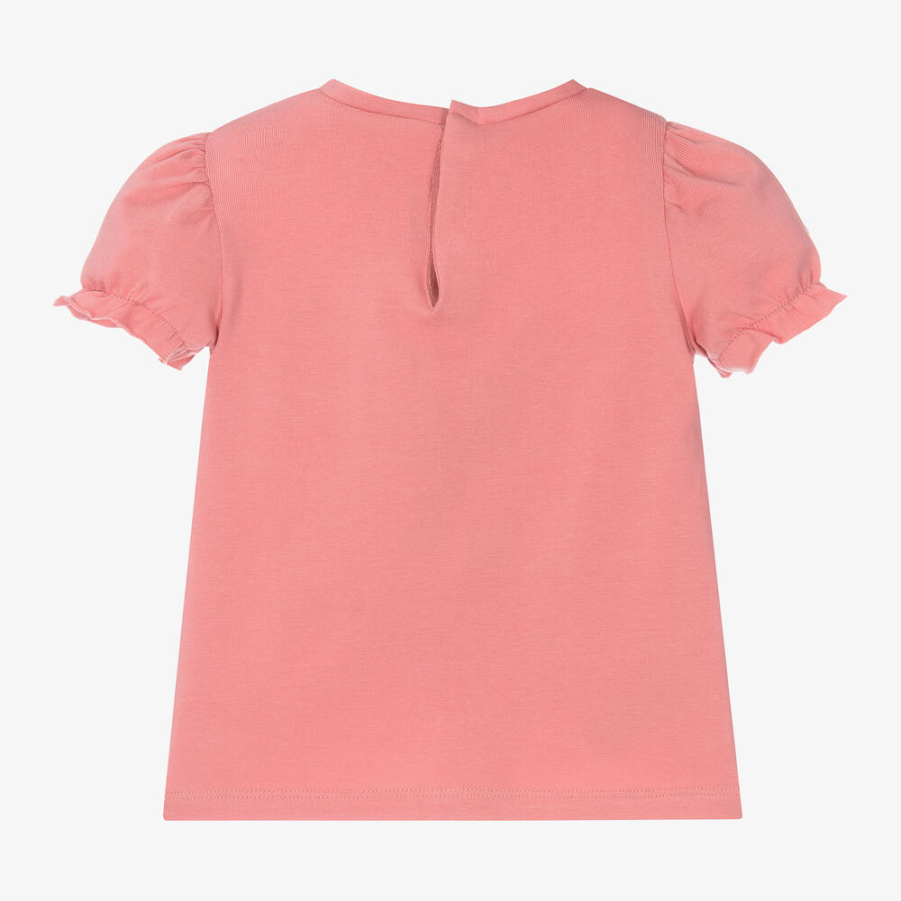 Mayoral-Girls Pink Embroidered Cotton T-Shirt | Childrensalon Outlet