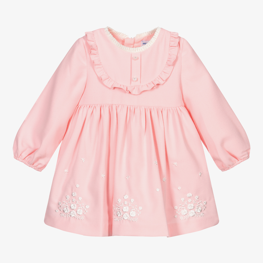 Mayoral - Girls Pink Embroidered Dress | Childrensalon