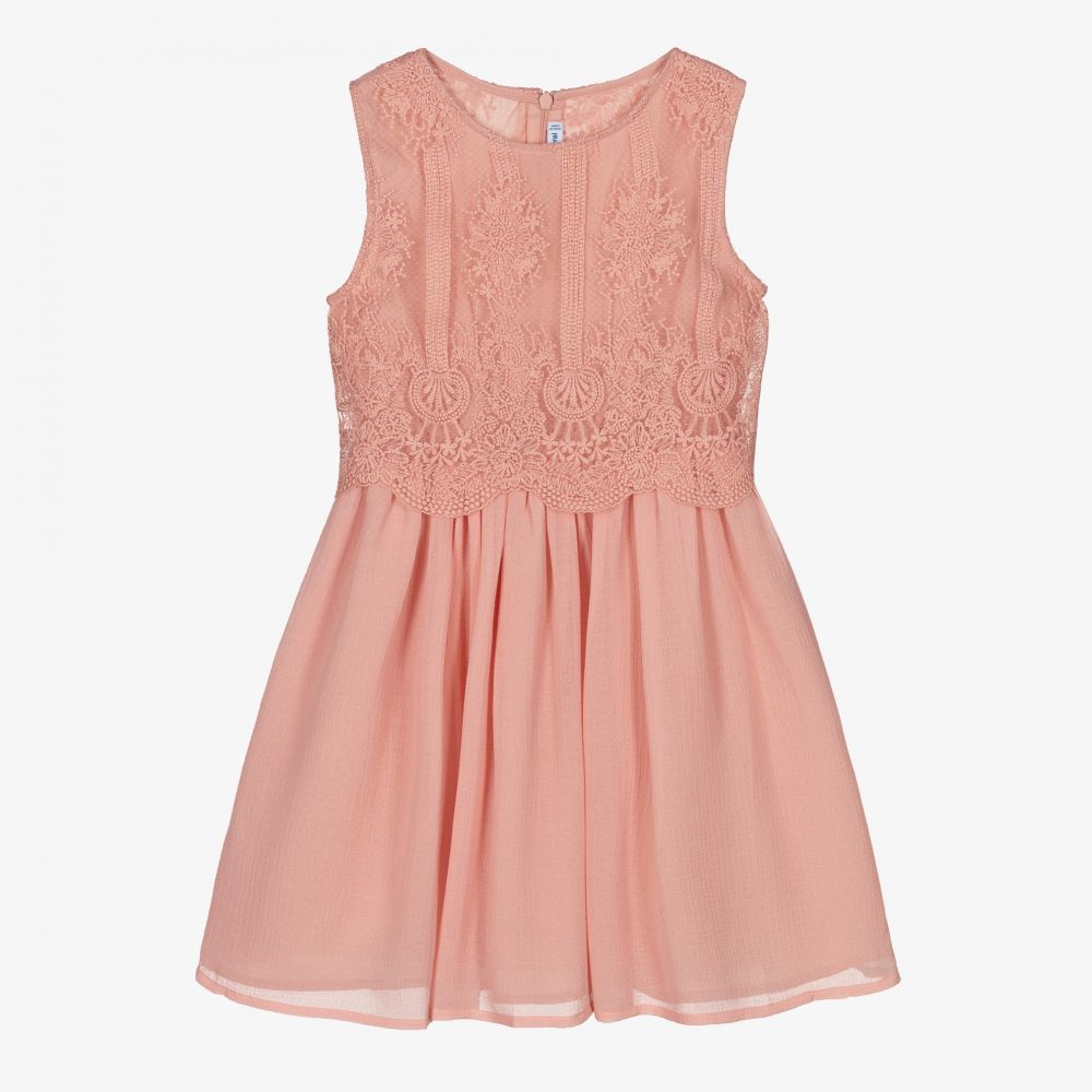 Mayoral-Girls Pink Embroidered Dress | Childrensalon Outlet