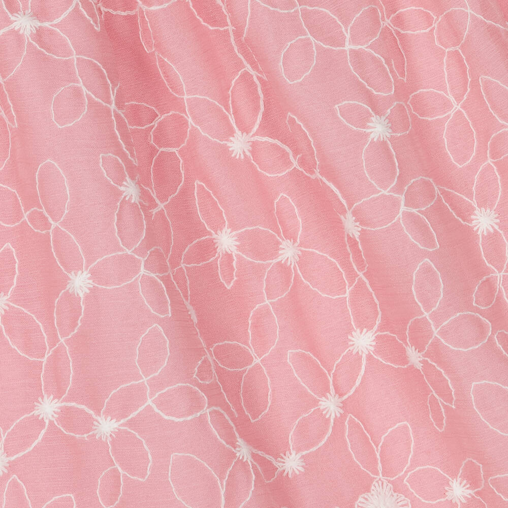 Mayoral-Girls Pink Embroidered Floral Chiffon Dress | Childrensalon Outlet