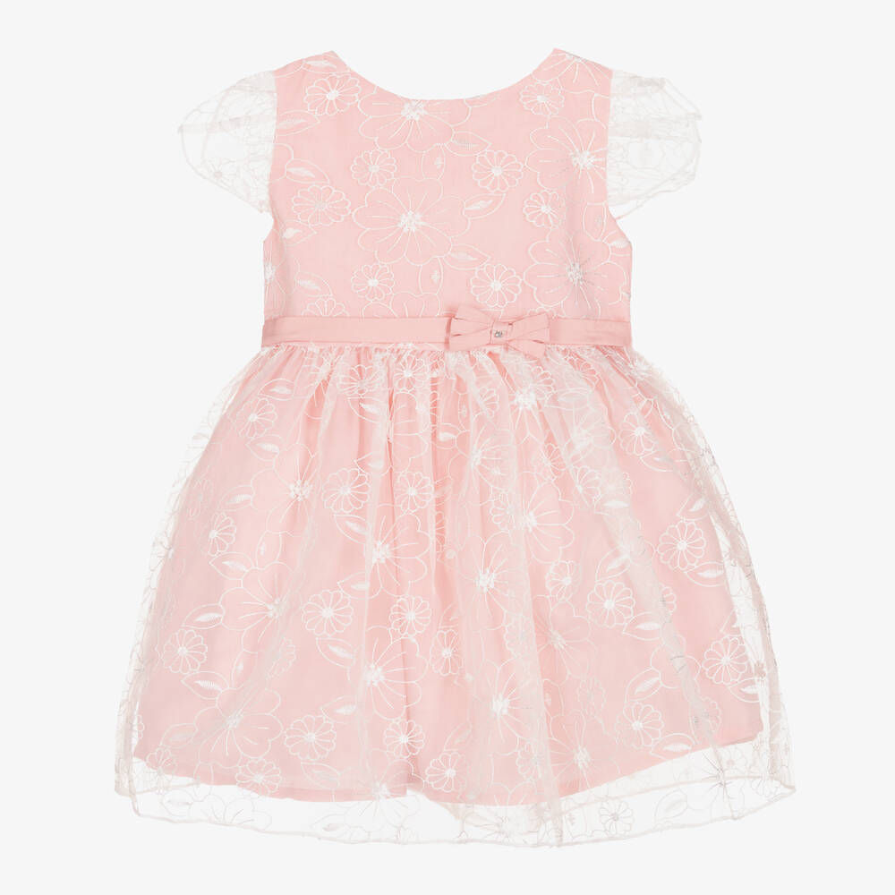 Mayoral-Розовое платье из органзы с вышивкой для девочки | Childrensalon Outlet