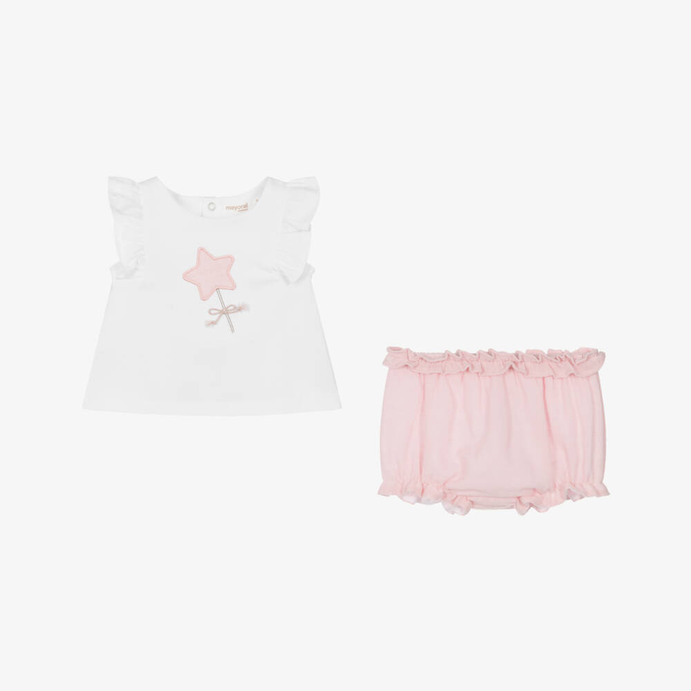 Mayoral Newborn-Girls' Pink Enchanting Wand Shorts Ensemble | Childrensalon Outlet