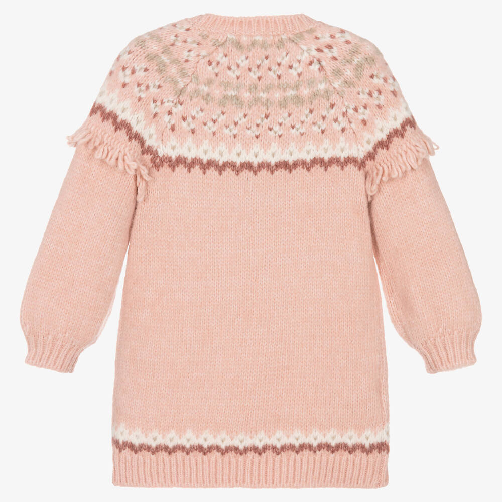 Mayoral-فستان مزيج أكريليك محبوك لون زهري | Childrensalon Outlet