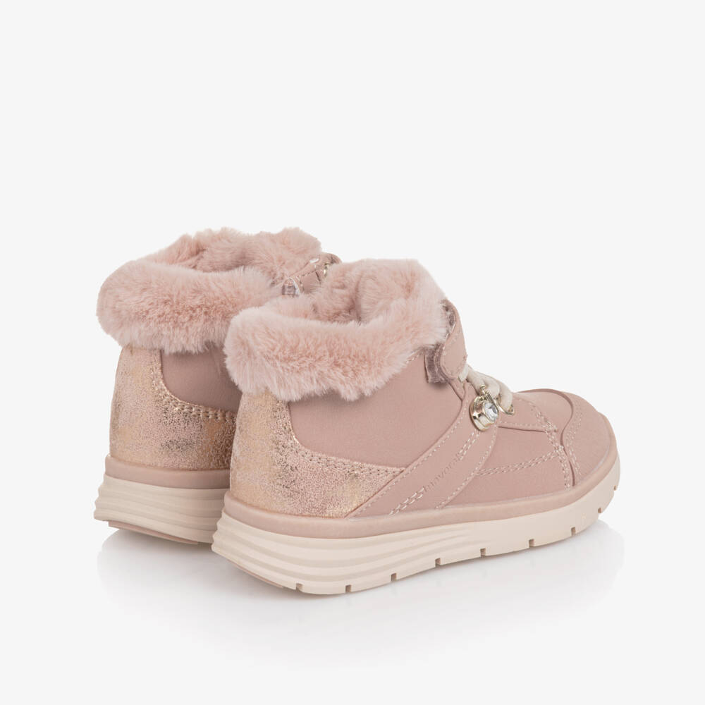 Mayoral-Girls Pink Faux Leather Ankle Boots with Faux Fur Lining | Childrensalon Outlet