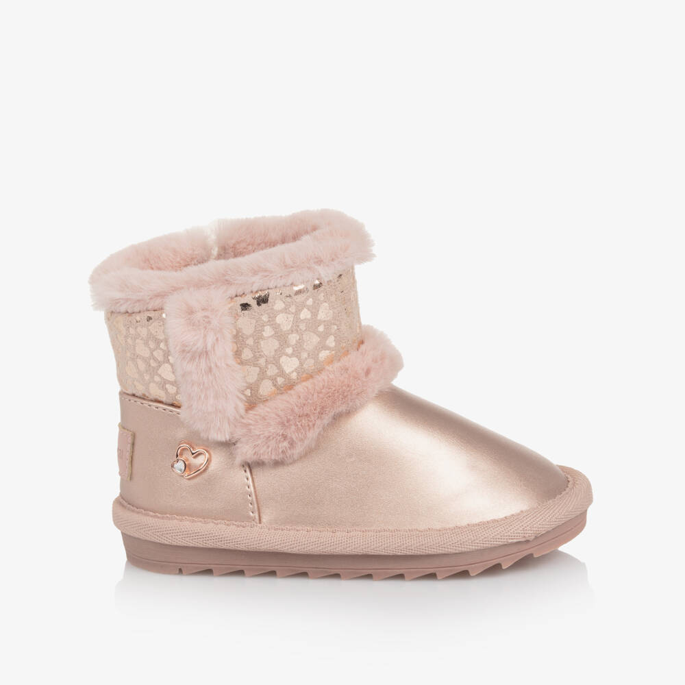Mayoral-Girls Pink Faux Leather Boots with Faux Fur Lining | Childrensalon Outlet