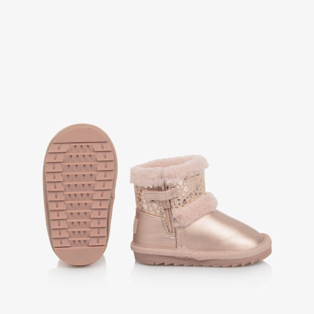 Mayoral-Girls Pink Faux Leather Boots with Faux Fur Lining | Childrensalon Outlet