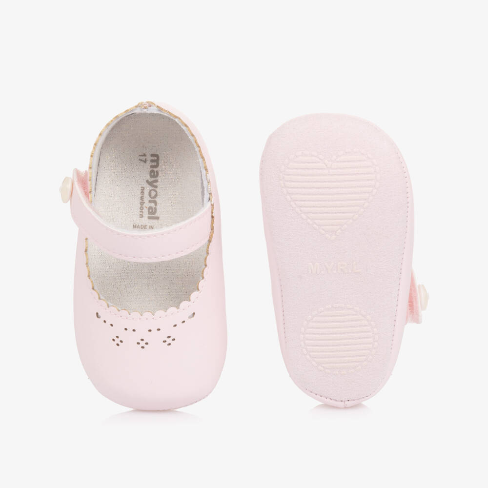 Mayoral Newborn-Girls Pink Faux Leather Walkers | Childrensalon Outlet